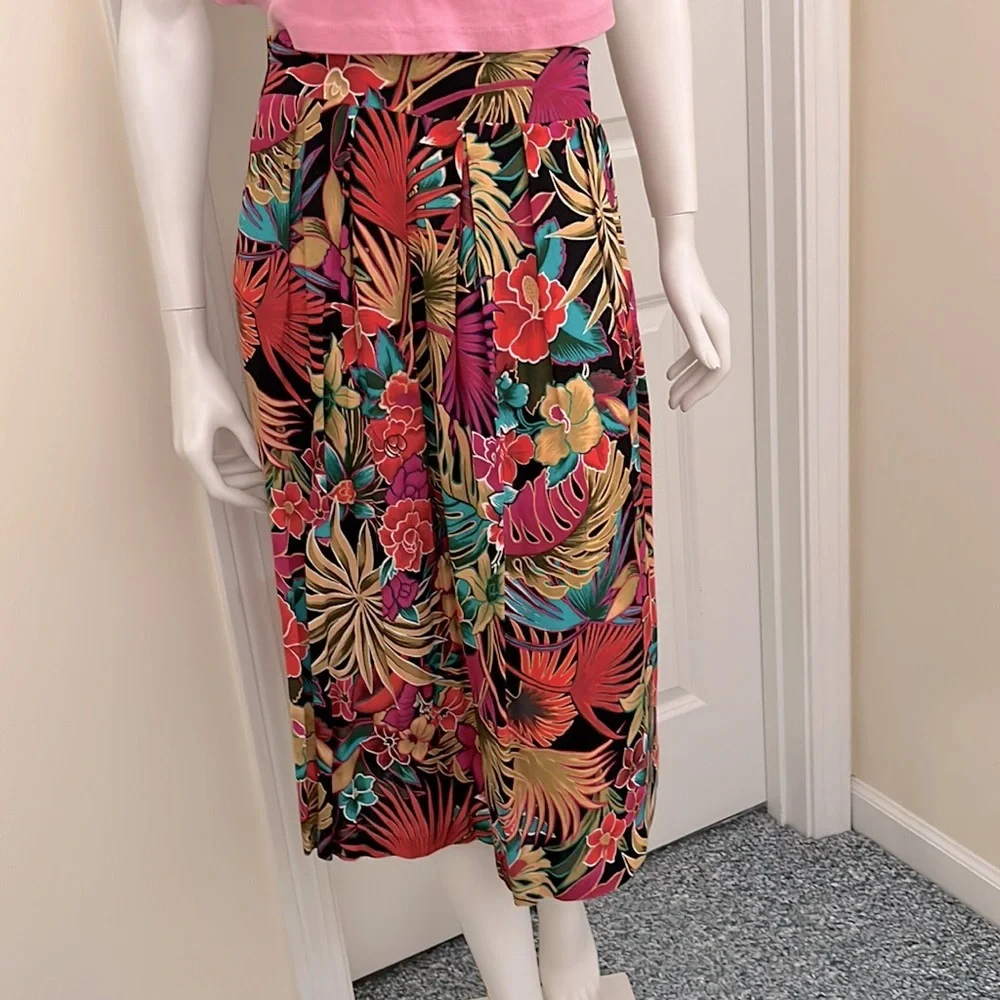 Vintage Tropical Maxi Skirt by Lee Winter Petite size Medium